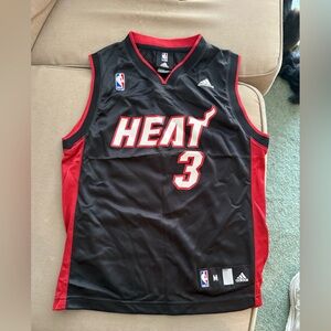 Adidas Miami Heat Black and Red Jersey - Dwayne Wade